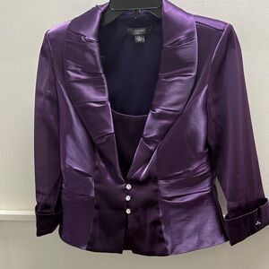 Dressbarn Elegant Purple Satin Women's Tank/  Blazer Set